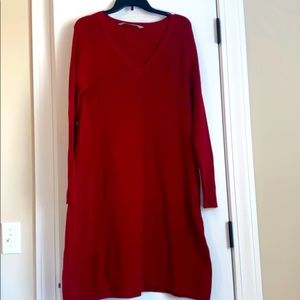 Athleta Red V-Neck Sweater Dress